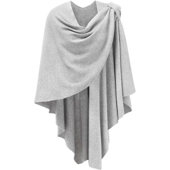 Womens Large Cross Front Poncho Sweater 1-grey